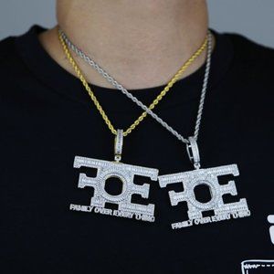 New Letter Iced Out Family Over Everything Pendant